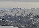 ESE - Aig du Midi (juste visible dans le creux), Mt Blanc de Tacul, Mt Maudit, Mt Blanc (centre)